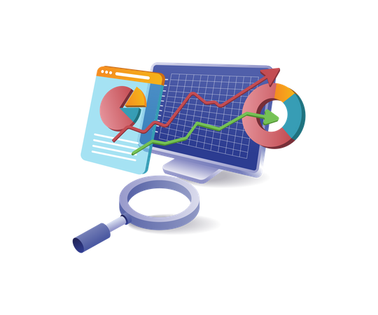 Professional online investment business data analysis computer Illustration