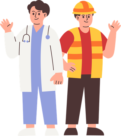 Professional People with Various Occupations  Illustration