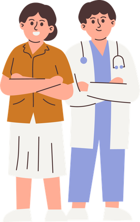 Professional People with Various Occupations standing together  Illustration