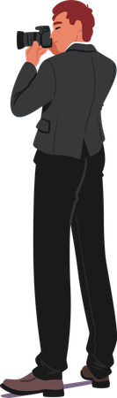 Professional Photographer Wearing Business Attire Taking Picture With Camera  Illustration