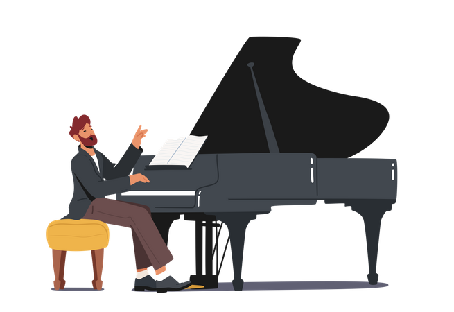 Professional Piano Player Performing At Event  Illustration