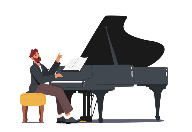 Professional Piano Player Performing At Event  Illustration