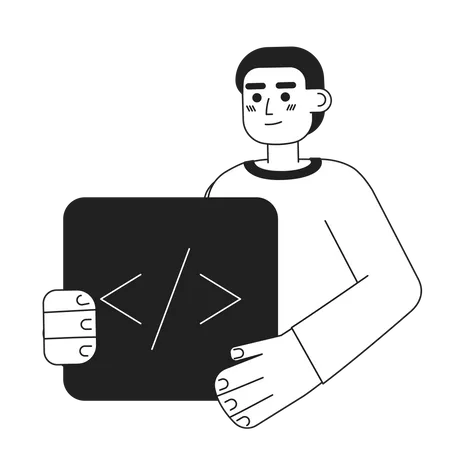 Professional programmer giving standing pose Illustration