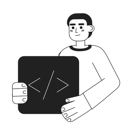 Professional programmer giving standing pose  Illustration