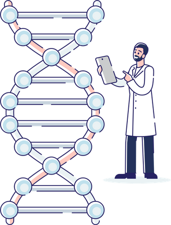 Professional Scientist Doing Researching  Illustration