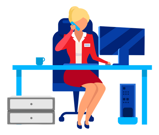 Professional secretary attending call  Illustration