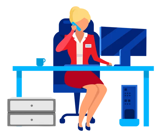 Professional secretary attending call  Illustration