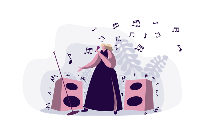 Professional singer performing song  Illustration