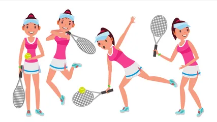 テニス選手 女性 イラストパック