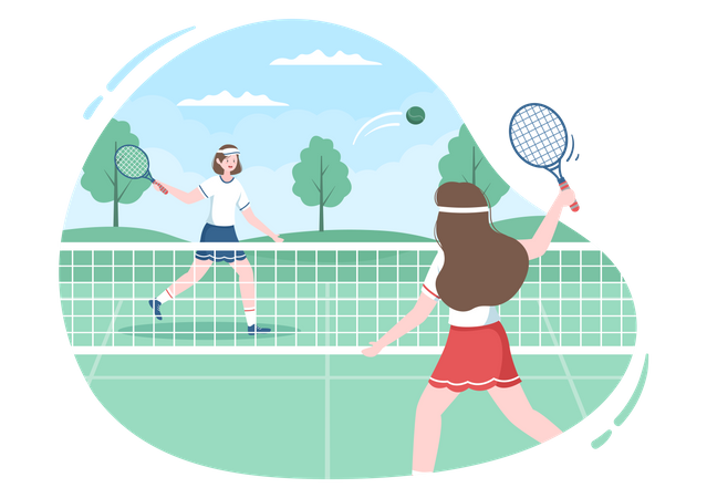 Professional tennis player playing in match Illustration