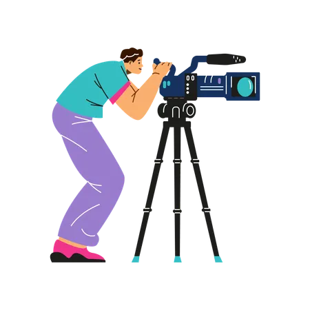 Professional videographer operating camera  Illustration