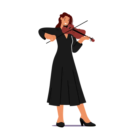Professional Violin Player Performing At A Concert Illustration