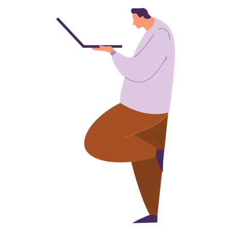 Professional worker working on laptop  Illustration