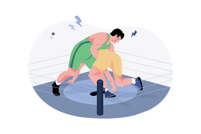 Strong Wrestlers In The Ring Illustration