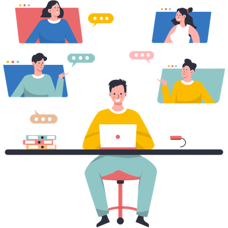 Professionals Working Remotely  Illustration