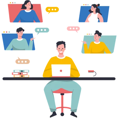 Professionals Working Remotely  Illustration