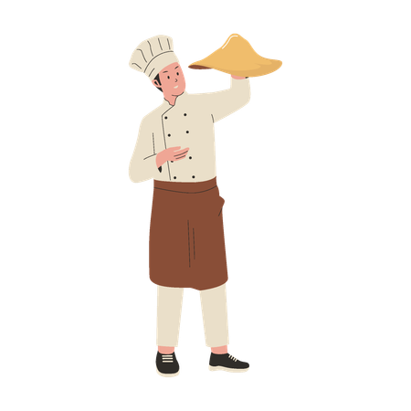 Professioneller Koch macht Pizza  Illustration