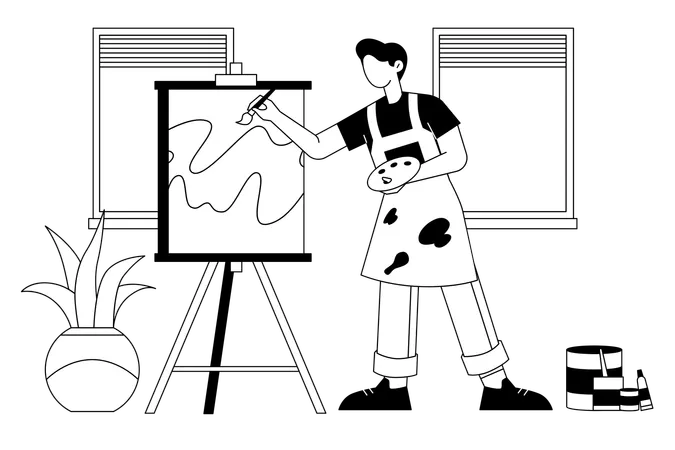 Professioneller männlicher Maler  Illustration