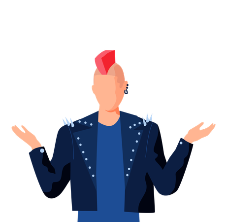 Professioneller Rockmusiker mit rotem Irokesenschnitt  Illustration