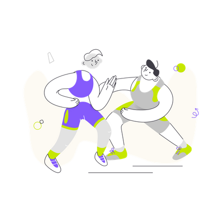 Professioneller Wrestler beim Wrestling  Illustration