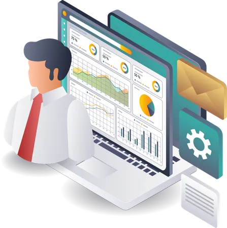 Professionelles Datenmanagement für die Analyse der technologischen Geschäftsentwicklung  Illustration