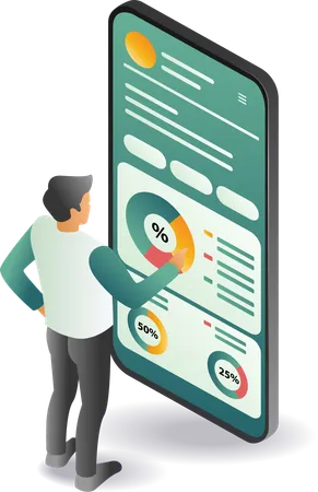 Professionelles Smartphone-Dashboard für die Entwicklung von Datenanalysen  Illustration