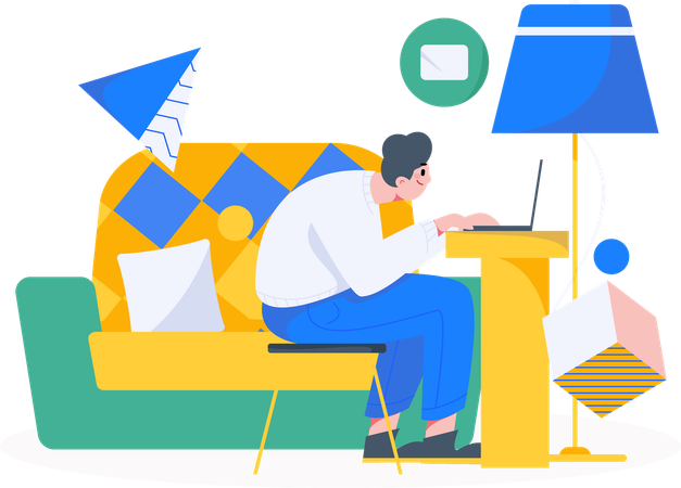 Professionnel indépendant travaillant à domicile  Illustration