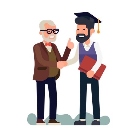 Professor congratulates student with graduation  Illustration