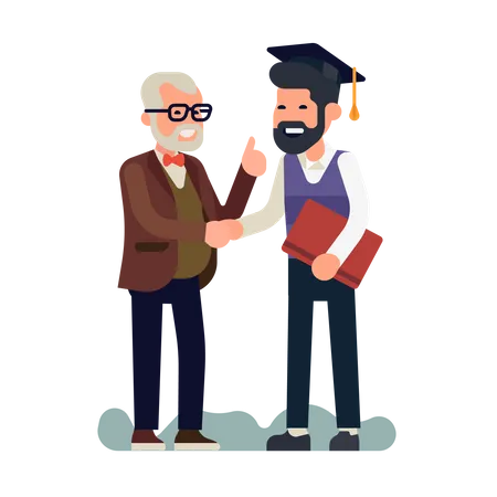 Professor congratulates student with graduation  Illustration