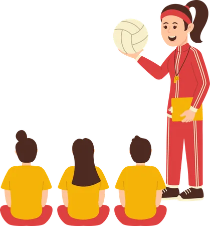 Professor de futebol ensina futebol para alunos  Ilustração