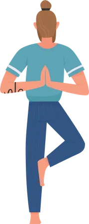 Professor de yoga fazendo pose de árvore  Ilustração