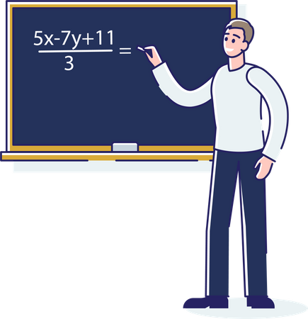 Professor de matemática resolvendo uma equação  Ilustração