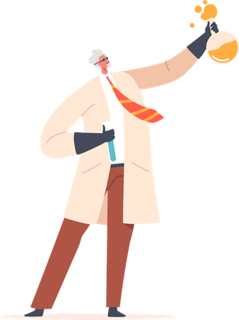 Professor doing scientific experiment  Illustration