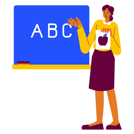 Professor ensinando alfabetos  Ilustração