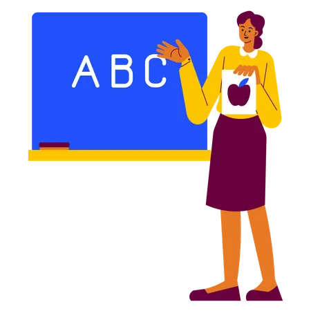 Professor ensinando alfabetos  Ilustração