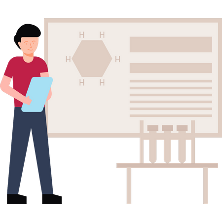 Professor ensinando disciplina de química  Ilustração