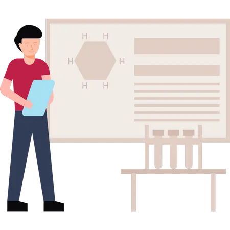 Professor ensinando disciplina de química  Ilustração