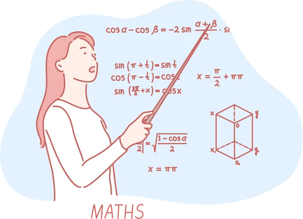 O professor está ensinando fórmulas matemáticas  Ilustração