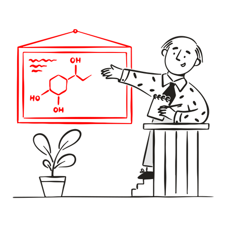 Professor explaining chemistry lecture  Illustration