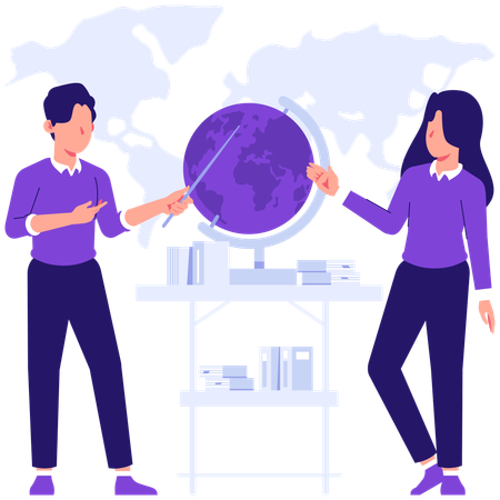 Professor explaining geography lesson  Illustration