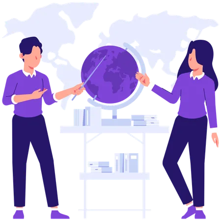 Professor explaining geography lesson  Illustration