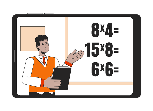 Professor explica matemática  Ilustração