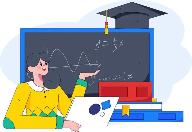 Professor dá aula de matemática  Ilustração