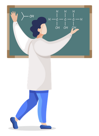 Professor Giving Chemistry Lesson Illustration