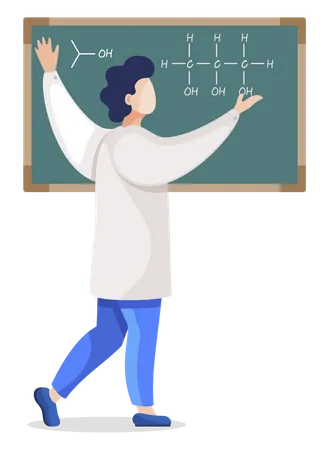 Professor Giving Chemistry Lesson Illustration