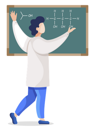 Professor Giving Chemistry Lesson  Illustration