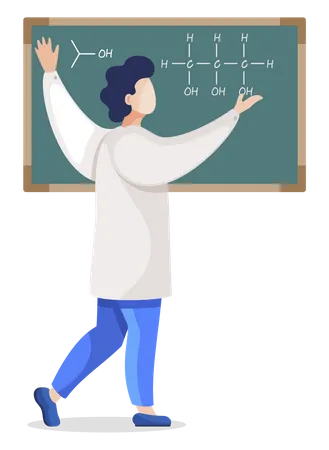 Professor Giving Chemistry Lesson  Illustration