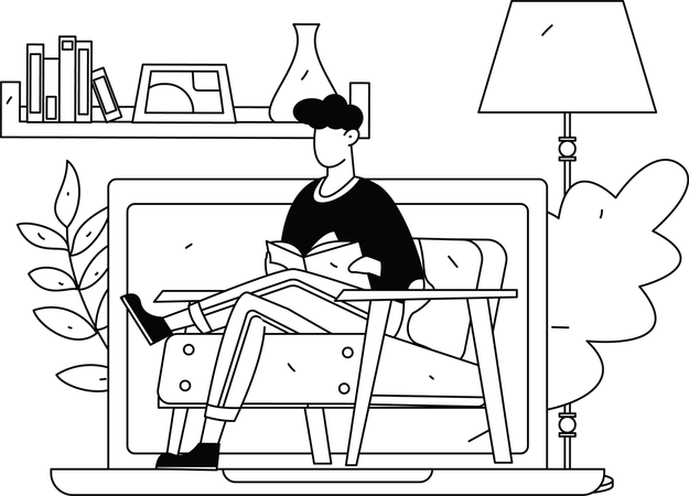 Professor lê livro para preparar prova  Ilustração