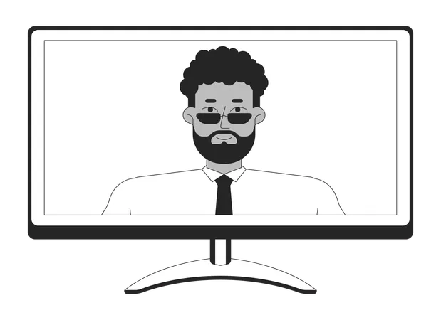 Professor negro ensinando alunos online  Ilustração