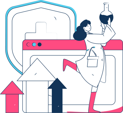 Professor performs chemical experiments  Illustration